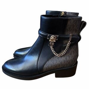 Michael Kors Black and Brown Leather Ankle Boots